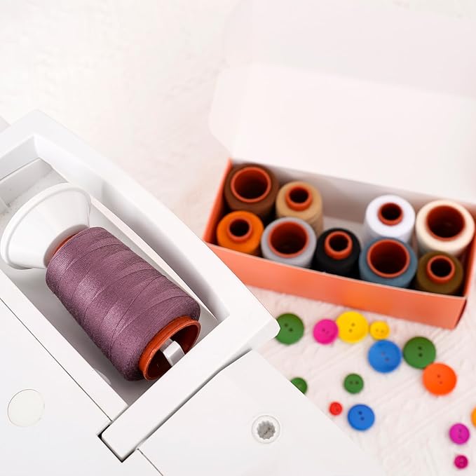 Sewing Thread Kit, All Purpose Sewing Thread 40wt, 10 Spools Assorted Colors Each 800 Yards of Polyester Threads for Sewing Machine, Hand Stitching, Quilting, Serger (Dark Color Series)