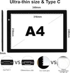 A4 Light Box for tracing,Ultra-Thin Magnetic led Light pad for Drawing,Stepless dimming lightbox for Sketching,Tattoo, Light Table for Artists,Diamond Painting,X-ray Viewing
