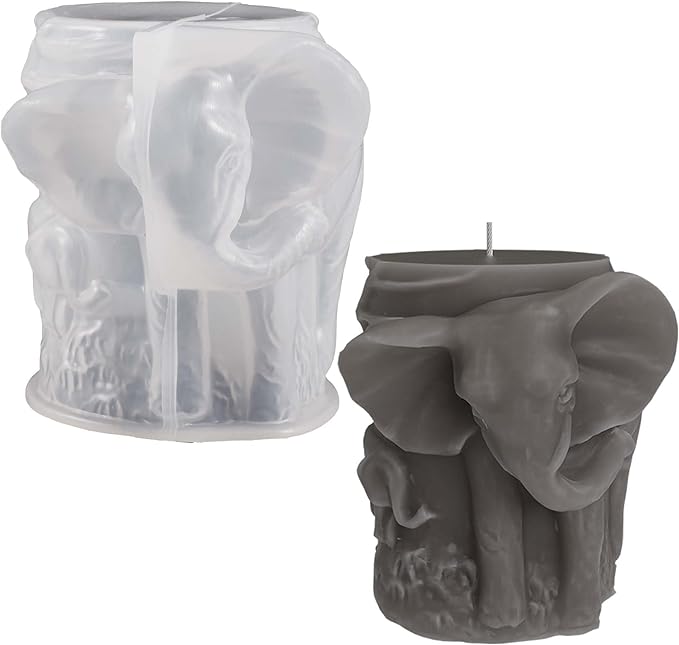 Elephant Cylinder Animal Resin Casting Silicone Mold for Home Decor & Candle Making Wave Spiral Mold