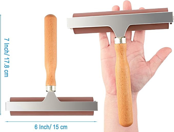 Soft Rubber Roller, Brayer Ideal for Anti Skid Tape Construction Tools, Print, Ink and Stamping Tools(6-Inch, Brown)