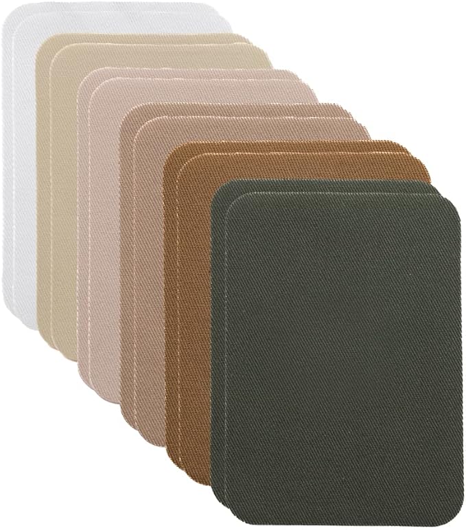 Johnson & Smith Iron On Patches - 12-Piece Iron On Patch for Clothing, Pants Repair - Adhesive Fabric Patches in Rectangle Shapes - Easy to Use, No Sewing Needed - Cool Rectangle Patches – Khaki