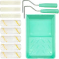 11 Pack Paint Roller Kit, 4 Inch Microfiber Paint Roller Covers, Mini Wool Blend Paint Rollers with Tray, Small Roller Brush Kit for Painting Walls, Doors, Cabinets
