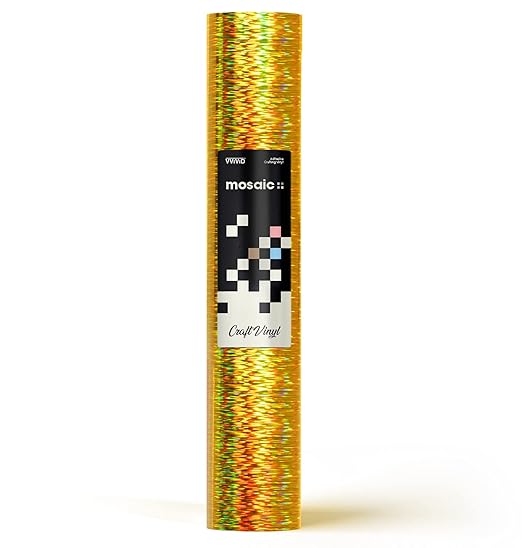 VViViD Mosaic+ Gold Brushed Holographic 1ft x 5ft Crafting Vinyl Crinkle-Free 8yr UV Finish Crafting Vinyl