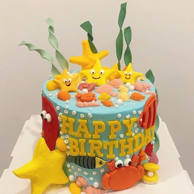 1Pcs Starfish Candy Fondant Mold, Cute Marine Life Chocolate Silicone Mold, Suitable for Theme Party Cake Decoration Kitchen Baking Cookie Dough Making, Resin Crafts Clay Keychain