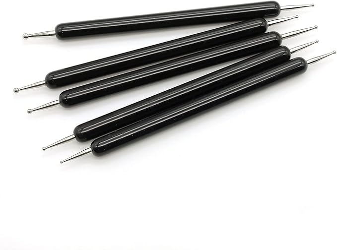 4 Set Embossing Stylus Double End Tracing Dotting Tool, 20 Pcs Ball Embossing Stylus Double End Tracing Dotting Tool for Pottery Clay Craft, Embossing Art (Black)