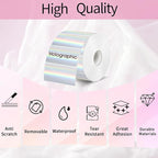 3x2 Inch Holographic Thermal Labels, Glitter Silver Thermal Sticker Labels, Waterproof Thermal Printer Stickers for Price, Barcode, Name, Custom Logo Design, 200 Pcs/Roll