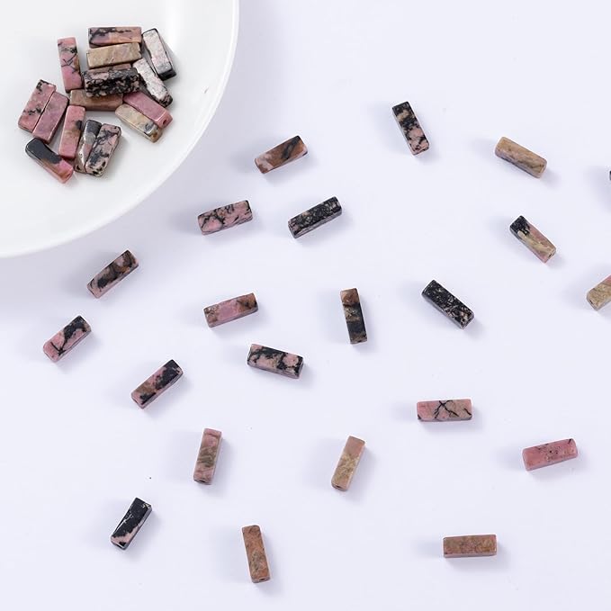 Natural Rhodochrosite Rectangle Tube Beads 4x13mm 38cm/str Loose Semi Gemstone Stone Beads for Making Bracelets Necklace Earrings