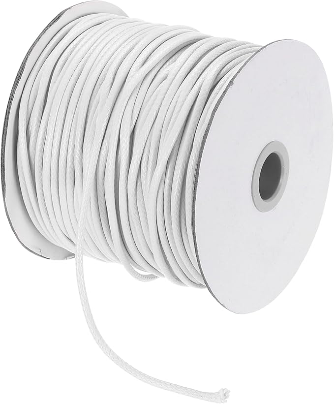 MECCANIXITY Waxed Cord 2.5mm Waxed Polyester Cord 87 Yard Wax String for Bracelet Making, Necklaces, Beading, Jewelry Making and DIY Crafts(White)