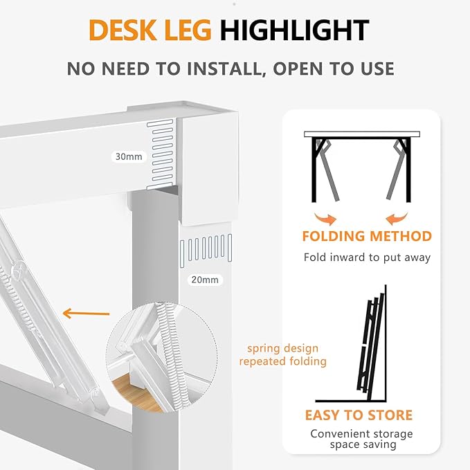 39.4 Inch Foldable Desks for Small Spaces,Foldable Desk No Assembly,Small Table for Bedroom,Rustic Brown.