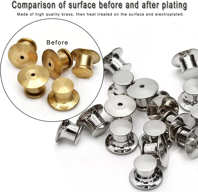 30 Pieces Pin Backs Locking, Metal Pin Backings Pin Keepers Clasp for Brooches, Silver