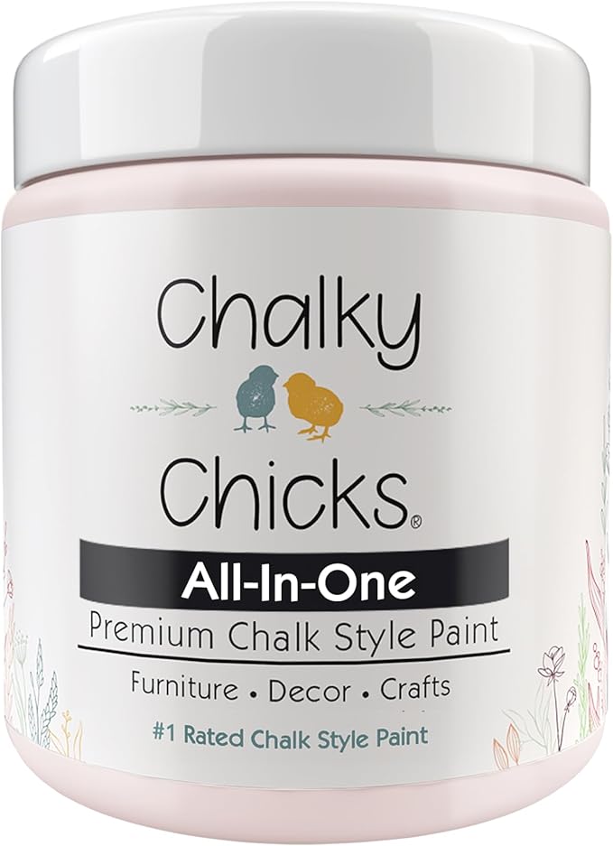 Chalky Chicks All-in-One Chalk Paint for Furniture or Cabinet - 8 Fl Oz - Matte Finish Paris Pink for Metal, Wood Furniture Paint - No Sanding All-in-One for Home Decor & Crafts, USA Made
