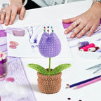 Tulip Pin Cushion, Handmade Knitted Pincushions, Cute Pin Cushions Needle Holders for Sewing Quilting Accessory, DIY Crafts or Patchwork Decor.Flowerpot Design Purple Tulip