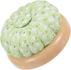 HARFINGTON 2pcs Pin Cushions Sewing Needle Cushion Needle Holder Pincushions with Magnetic Wooden Base for Sewing Quilting Needlework DIY Crafts, Green White Red