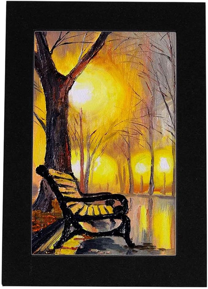 Pack of Ten Acid Free 11x14 Mats Bevel Cut for 8.5x11 Photos - Black With Black Core Precut Matboards, Backing Boards and Self Seal Bags for Pictures, Framing - 4-ply Thickness