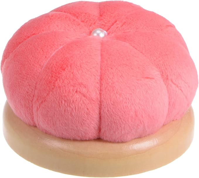 HARFINGTON Wooden Base Needle Pincushions Japanese Style Pin Cushions Round Pin Cushion Needle Holder for Sewing Quilting Needlework DIY Crafts, Watermelon Red
