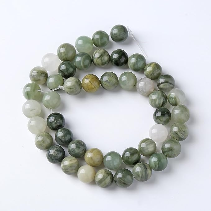 90pcs 4mm Natural Green Hair Quartz Stone Beads for Jewelry Making DIY Bracelet Necklace Accessories 15" Energy Healing Power Round Stone Beads(4mm, Green Hair Quartz)