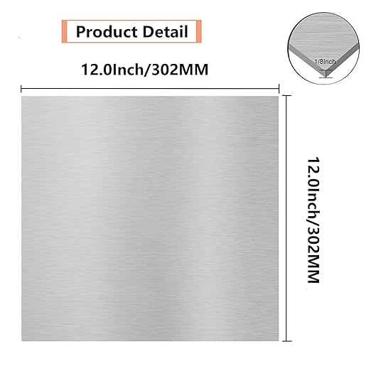 2Pack 6061 T651 Aluminum Sheet Metal 12 x 12 x 1/8(0.125”) Inches Flat Plain Aluminum Plate Covered with Protective Film, Heat Treatable Rectangle 3mm Aluminum Metal Plate for Crafting, Industrial