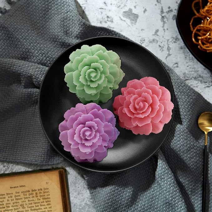 3D Carnation Candle Mold Flower Silicone Mold for Soap, Fondant, Cake Decorating, Chocolate, Candy,Ploymer Clay, Mother's Day Gift