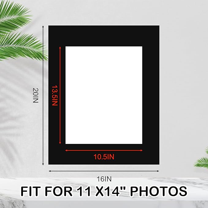 15 Pack 20x16 Black Picture Mats, Frame Mattes for 11x14 Pictures Display Photo Frame Mat Core Bevel Cut Mat Board Show Kit for Photos, Prints, Artworks