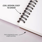 Cabreche Cute Sketchbook Top Spiral Bound Sketch Pad, 9 x 12 inch,100GSM Thick Paper,50 Sheets 100 Pages,Art Sketch Book Artistic Writing Drawing Paper for Girls Women Beginners-Black Pink Bowknot