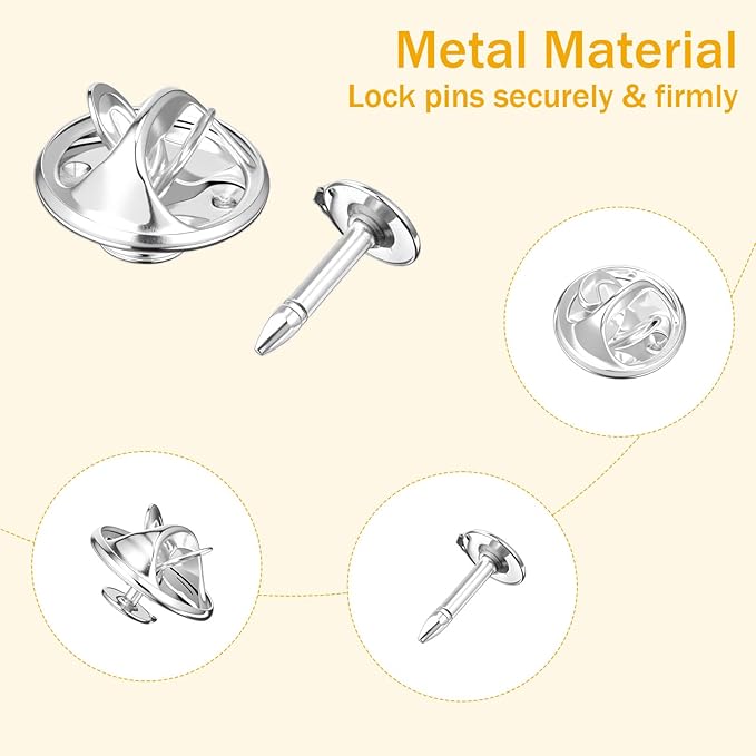 150 Sets Pin Backs Replacement Lapel Butterfly Clutch Pin Silver Butterfly Tie Tacks Metal Enamel Backing Replacement Jewelry Pins Backings Clasp Pins Keepers for Brooch for Craft Jewelry Making
