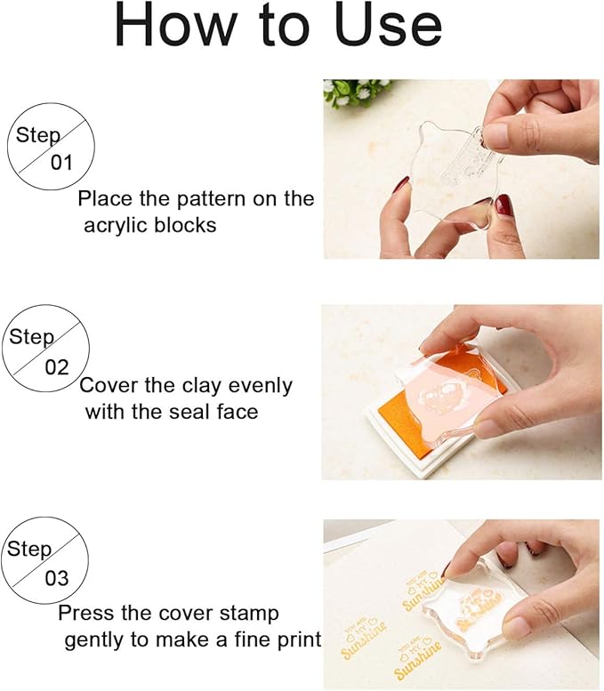 6 Pieces Stamp Blocks Acrylic Clear Stamping Blocks Tools with Grid Lines for Scrapbooking Crafts Making