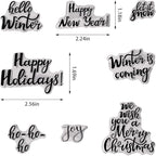 ABTOLS Merry Christmas Clear Stamps for Card Making and Photo Album Decorations, Happy New Year Words Winter Greeting Clear Rubber Stamps for Card Making Decoration and DIY Scrapbooking