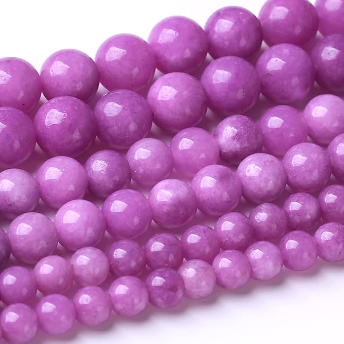 36PCS 12MM Purple Jade Beads Stone Beads Energy Healing Beads for DIY Jewelry Bracelet Necklace Making for Jewelry Making15Inch