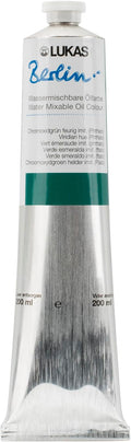 Lukas Berlin Pro Artists Water Mixable Oil Paint 200 ml Tube Viridian Hue, Water Soluble, Lightfast Pigments, Quick Drying, Easy Clean-Up, Eco-Friendly, Professional Quality, 40 Color Range