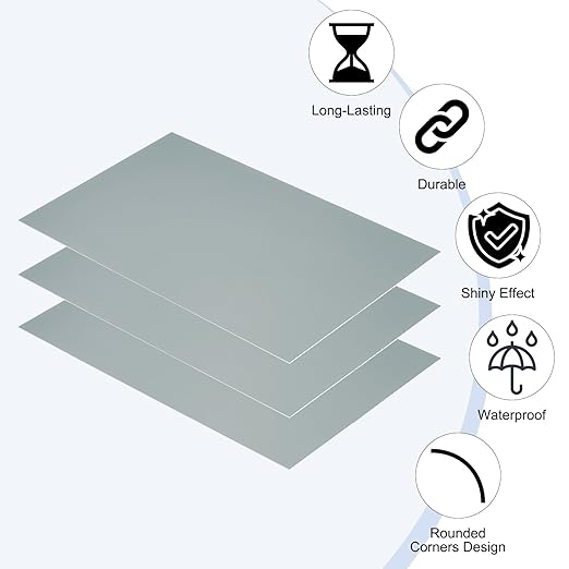 PATIKIL 6x10 Inch Anodized Aluminum Sheet Metal, 5Pcs Laser Plates Engraving Blanks 0.5MM Thin Rectangle for Crafting DIY House Laser Engraving, Gray