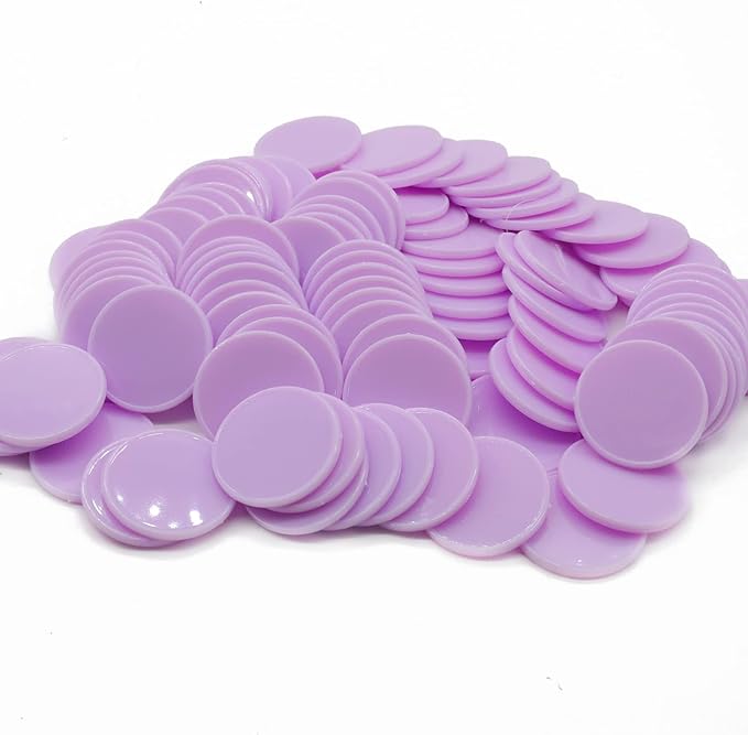 Set of 100 Opaque Plastic Learning Counters Mini Poker Chips Game Tokens with Storage Box (Thistle, 1.58 Inch)