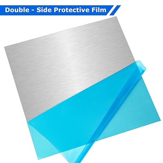 6 Pack 5052 Aluminum Sheet Metal 12 x 12 x 1/64 (0.02”) Inch Thin Flat Plain Aluminum Plate Panel Covered with Protective Film, Heat Treatable Aluminum Sheet for Crafting Industry Welding
