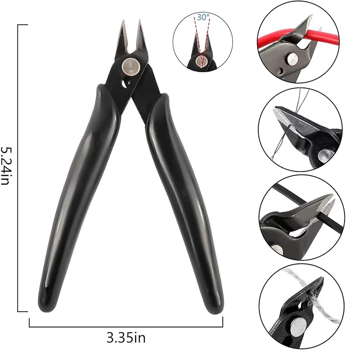 YaeCCC 10 Pack Wire Cutters Black Diagonal Cutting Pliers for Electronic, Model, Jewelry Making, 170 Flush Cutter 5 inch