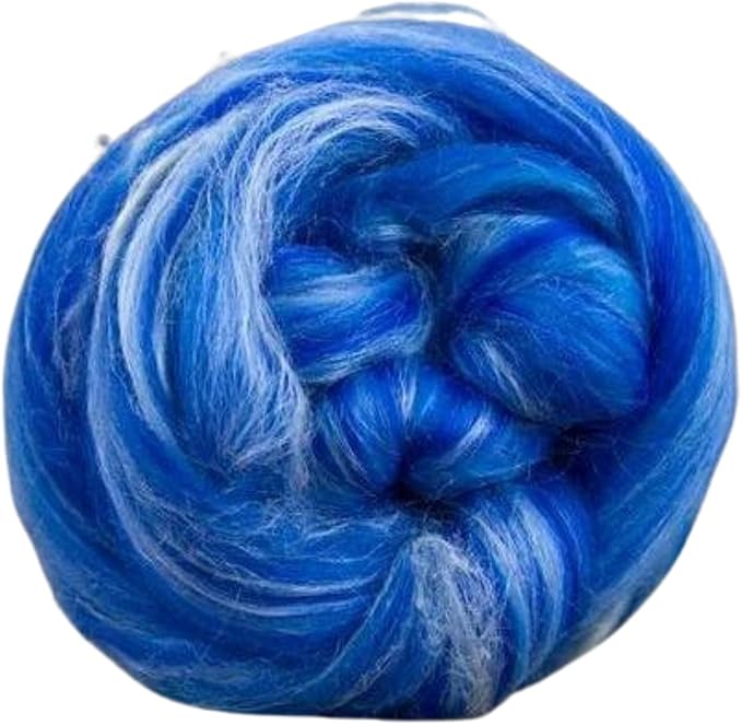 Revolution Fibers – Constellation Range Roving (8 Ounces) | Multicolored Tonal Blend of 70% Dyed Merino and 30% Tussah Silk Combed Top | Soft Fiber for Felting, Spinning, Knitting (Aquila Blue)