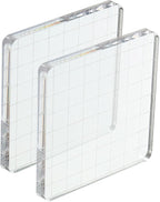 PATIKIL 3" x 3" Acrylic Stamp Block, 2 Pack Clear Stamping Block with Grid Lines Decorative Mounting Blocks Square for Scrapbooking DIY Crafts Card Making