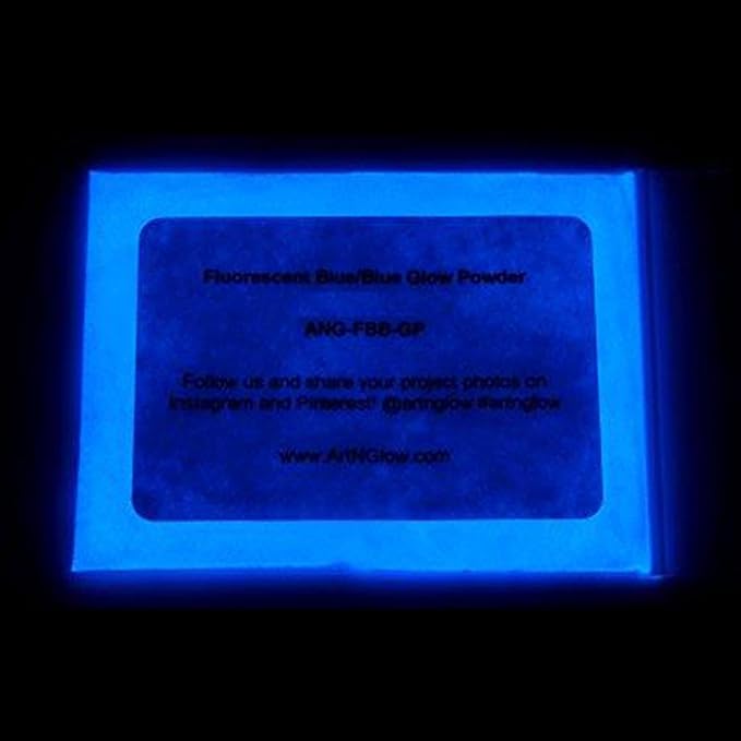Glow in The Dark Pigment Powder - Neutral and Fluorescent Color for Art Painting, Fine Art, Nail Art Paint, and DIY Crafts - Long Lasting, 10+ Color Options - Fluorescent Blue - (60 Grams/ 2.12 oz)