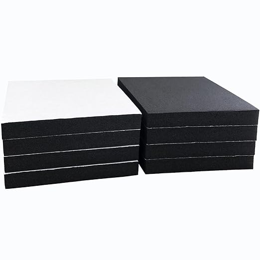 8 Pcs Black Adhesive Foam Padding, Closed Cell Foam Sheet 1/2" Thick 4 Inch X 4 Inch, Neoprene Rubber Pad Self Stick Anti-Slip Adhesive Anti Vibration Pad (4inX 4inX 1/2in, 8)