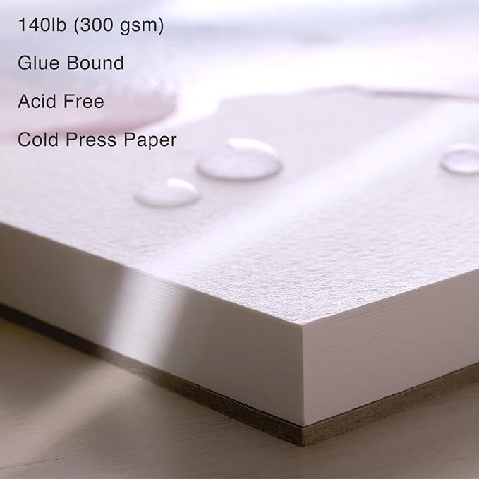 ARTISTIC EYE 9x12” Premium Watercolor Pads, Pack of 2 (60 Sheets), Glue Bound, 140lb (300gsm), Acid-Free Paper, Perfect for Most Wet & Dry Media, Ideal for Beginners, Artists & Professionals