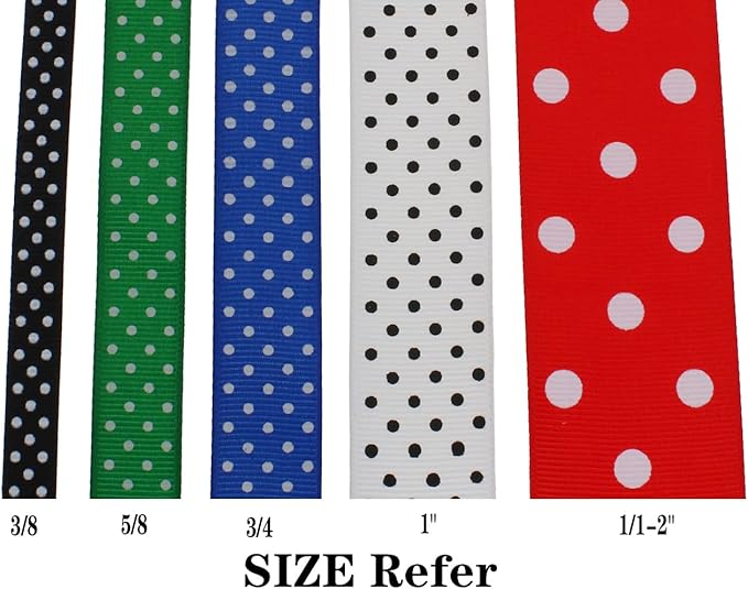 Polka Dot Grosgrain Ribbon 25 Yard Each Roll 100% Polyester (5/8", Red)