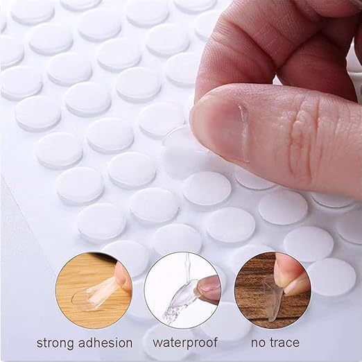 1000 Pcs False Tip Double Sided Adhesive Dots, 8mm/0.31" Pre-Cut Removable Round Putty, Waterproof Tapes No Trace Sticky Putty for Nail Art Holder and Festival Decoration