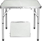 VILLEY Folding Camping Table, 2ft Small Portable Lightweight Outdoor Table with Aluminum Adjustable Legs for Travel Picnic Cooking Beach