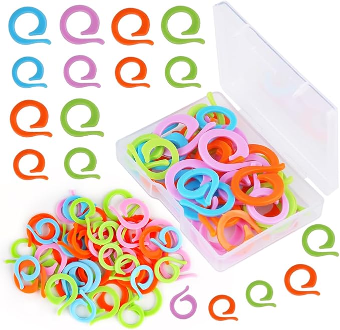 Lokunn 100PCS Stitch Markers for Crocheting, Crochet Stitch Markers Ring for Knitting and Crocheting, Small and Large Locking Markers