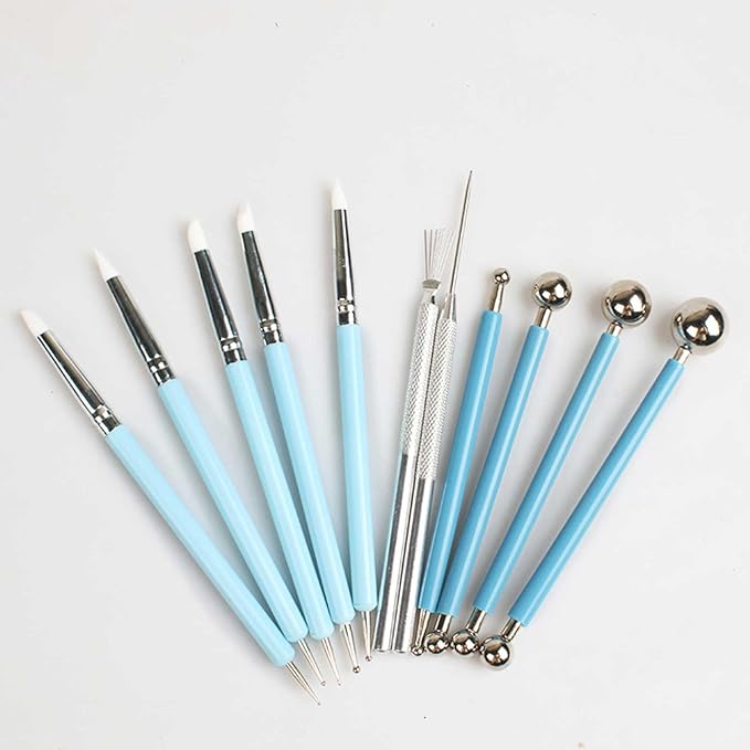 11件粘土雕刻工具,风干粘土工具,细节针，陶器工具套件,聚合物粘土点工具,儿童和成人的陶瓷用品,造型,塑形,各种各样成人陶器和雕塑工具,聚合物和风干粘土,工艺用品