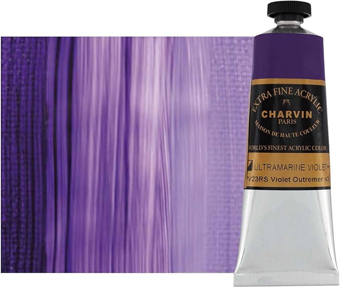 Charvin Extra Fine Professional Acrylic Paint - Ultramarine Violet, 60ml Tube, Triple-Milled, Lightfast Pigments, Open Stock Artist Acrylic Paints in Nature-Inspired Hues
