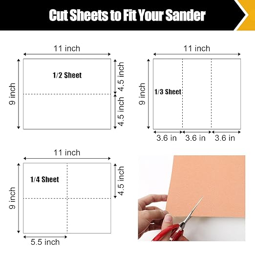 120 Grit Sandpaper Set - Assortment for Wood & Metal - 9" x 11" Sheets, 12 Sheets