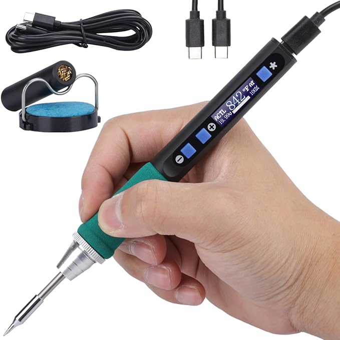WEP 928D-IV Soldering Iron Kit with Fast Heating with C235 Tip, Dynamic Screen, Compact Digital Soldering Iron with Multi-Functional Cover, Type-C Powering, Sleep Mode, PD and QC Protocols