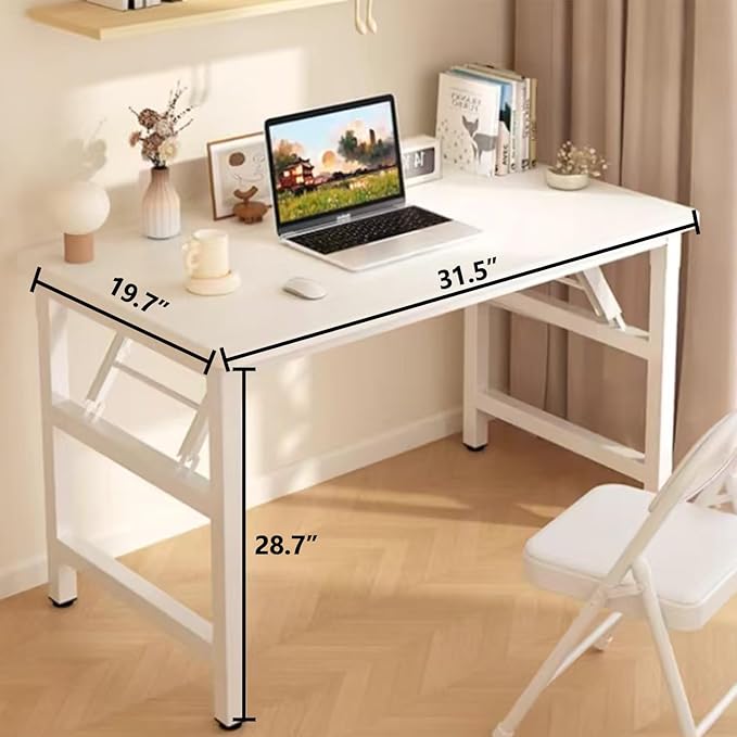 31.5 Inch Foldable Desks for Small Spaces,Foldable Desk No Assembly,Small Table for Bedroom,Rustic Brown.