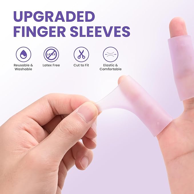 20 PCS Gel Finger Sleeve Protectors - Silicone Finger Sleeves with Lavender Extract - Finger Cots Bandages Provide Relief for Finger Cracking, Corns, Blisters and Calluses Protect (Purple)
