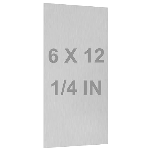 6061 T651 Aluminum Sheet Metal 6 x 12 x 1/4 Inch Flat Plain Aluminum Plate Covered with Protective Film, Heat Treatable Rectangle 6MM Thick Aluminum Metal Plate for Industrial