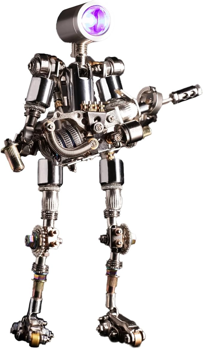 Mostarle Terminator M 3D Metal Puzzle, Arcynix DIY Mechanical Robot Model Kit, Sci-Fi Design LED Light Feature Unique Gift for Adults & Teenager (Purple)